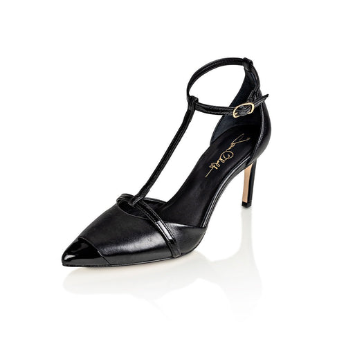 Desiree Black Nappa / Black Patent Joan Oloff Shoes
