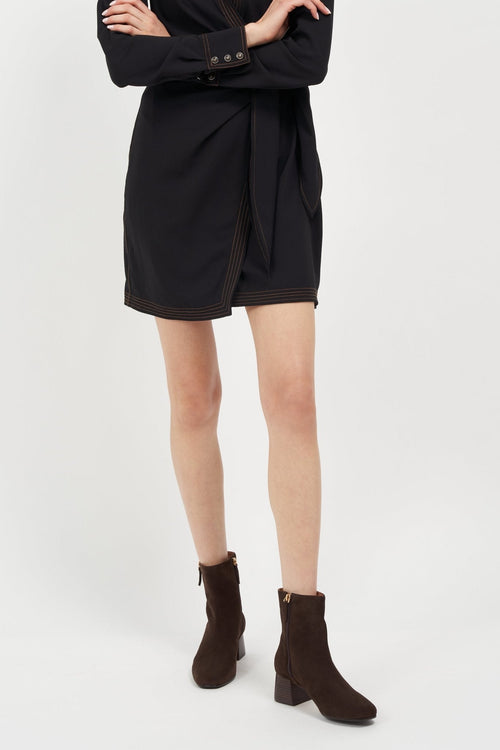 Arina Dress Ankle Bootie with a Block Heel in Café Joan Oloff Shoes