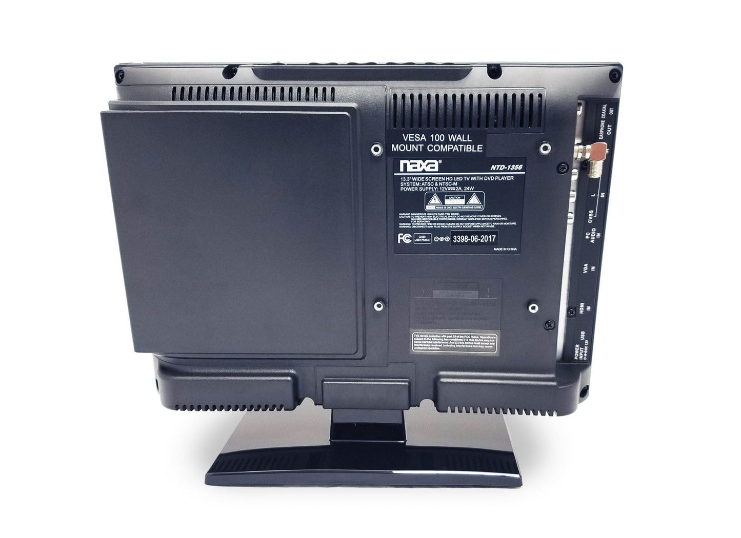 13.3 Inch Naxa 12Volt AC/DC LED HDTV ATSC with DVD and Media Player + Car Package