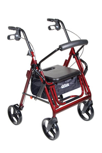 Duet Dual Function Transport Wheelchair Rollator Rolling Walker, Burgundy RIO Medical Supplies