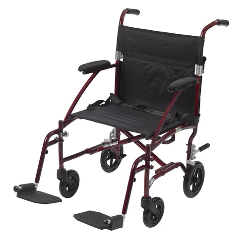 Fly Lite Ultra Lightweight Transport Wheelchair, Burgundy RIO Medical Supplies