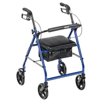 Aluminum Rollator Rolling Walker with Fold Up and Removable Back Support and Padded Seat, Blue RIO Medical Supplies