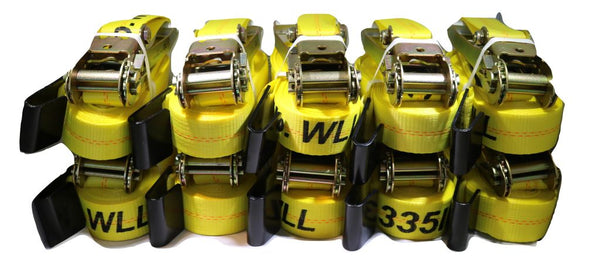 QTY 10 - 2" X 27 Ft. Ratchet Strap w/ Flat Hooks RatchetStrap.Com