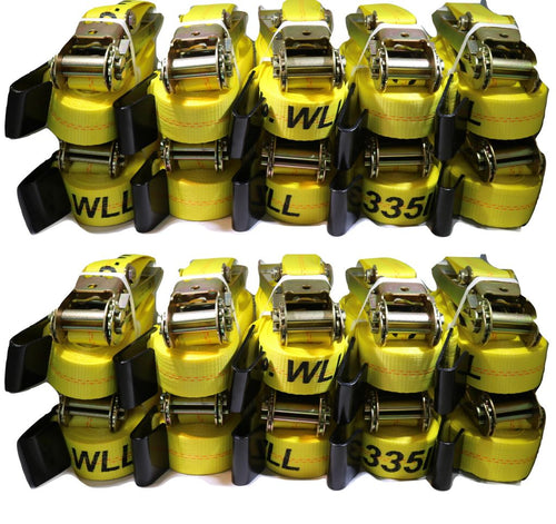 QTY 100 - 2" X 27 Ft. Ratchet Strap w/ Flat Hooks RatchetStrap.Com