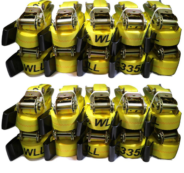 QTY 100 - 2" X 27 Ft. Ratchet Strap w/ Flat Hooks RatchetStrap.Com