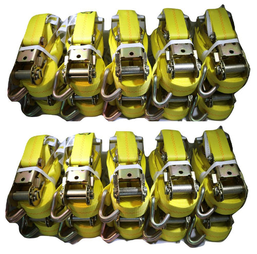 QTY 20 - 2" x 27 Ft. Flatbed Ratchet Strap w/ Wire Hooks RatchetStrap.Com