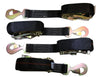 Qty 4 Axle Strap Tie Downs 24" Long & Qty 4 Ratchet Tow Straps Car Haulers, BLACK | R208ATDBK/AS24BK RatchetStrap.Com