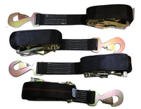 Qty 4 Axle Strap Tie Downs 24" Long & Qty 4 Ratchet Tow Straps Car Haulers, BLACK | R208ATDBK/AS24BK RatchetStrap.Com