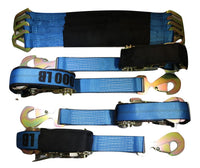 Axle Strap Tie Downs 24" Long & Qty 4 Ratchet Tow Straps Car Haulers, BLUE | 4 PACK RatchetStrap.Com
