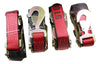 Qty 4 Axle Strap Tie Downs 24" Long & Qty 4 Ratchet Tow Straps Car Haulers | RED RatchetStrap.Com
