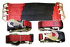 Qty 4 Axle Strap Tie Downs 24" Long & Qty 4 Ratchet Tow Straps Car Haulers | RED RatchetStrap.Com