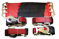 Qty 4 Axle Strap Tie Downs 24" Long & Qty 4 Ratchet Tow Straps Car Haulers | RED RatchetStrap.Com