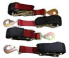 Qty 4 Axle Strap Tie Downs 24" Long & Qty 4 Ratchet Tow Straps Car Haulers | RED RatchetStrap.Com