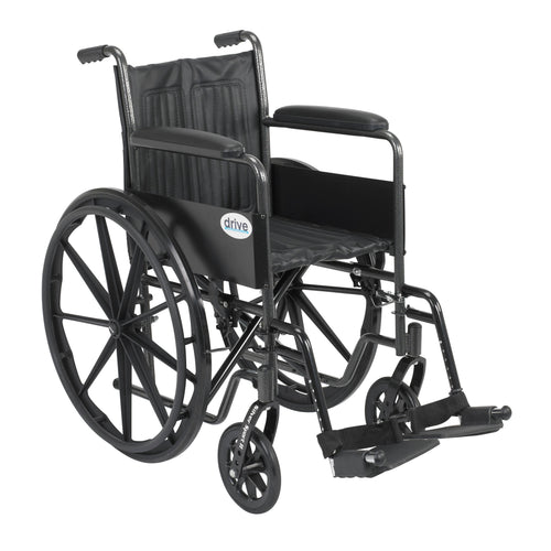 Silver Sport 2 Wheelchair, Non Removable Fixed Arms, Swing away Footrests, 18" Seat RIO Medical Supplies