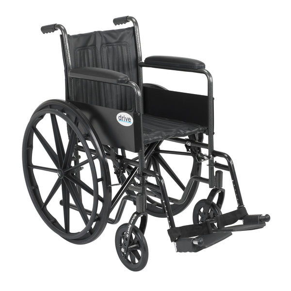 Silver Sport 2 Wheelchair, Non Removable Fixed Arms, Swing away Footrests, 18" Seat RIO Medical Supplies