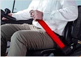 Red Retractable Forklift Replacement Seatbelt w/ Hardware RatchetStrap.Com