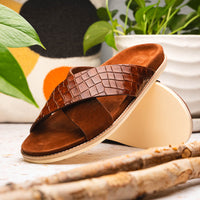 Zelli Italia 06-101-CGN RENA Italian Goatskin Suede Croc Embossed Slide Cognac