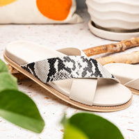 Zelli Italia 06-105-TPE RENA Italian Goatskin Suede Python Embossed Slide Taupe