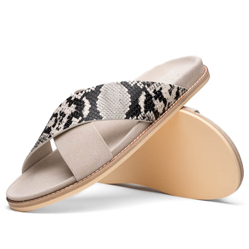 Zelli Italia 06-105-TPE RENA Italian Goatskin Suede Python Embossed Slide Taupe