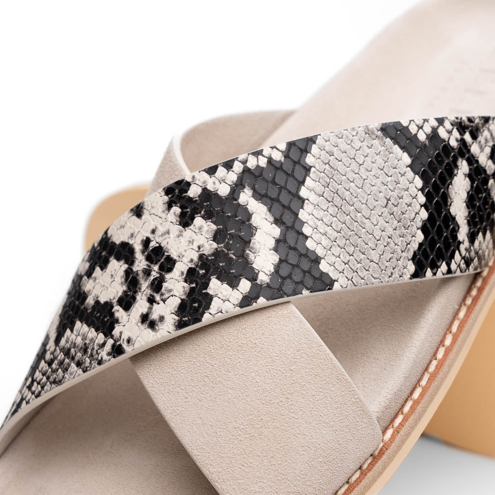 Zelli Italia 06-105-TPE RENA Italian Goatskin Suede Python Embossed Slide Taupe