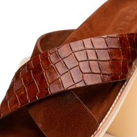 Zelli Italia 06-101-CGN RENA Italian Goatskin Suede Croc Embossed Slide Cognac