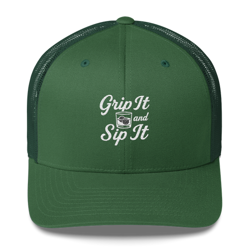 Grip It and Sip It Trucker Hat – Classic Golf Style with a Twist LXIX GOLF CLUB