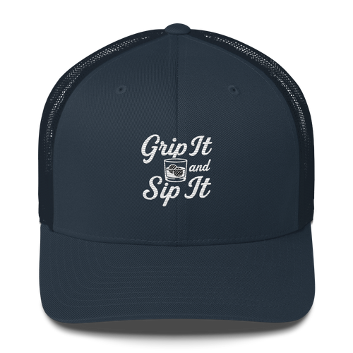 Grip It and Sip It Trucker Hat – Classic Golf Style with a Twist LXIX GOLF CLUB