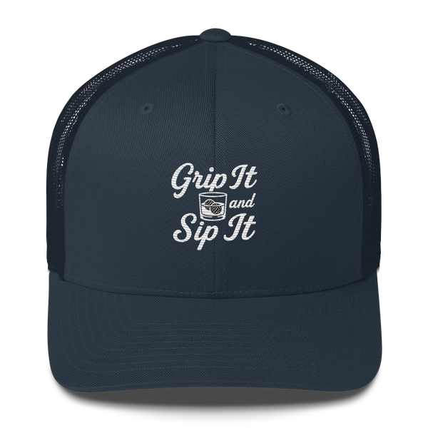 Grip It and Sip It Trucker Hat – Classic Golf Style with a Twist LXIX GOLF CLUB