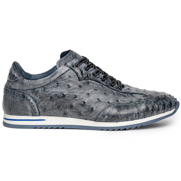 Zelli Italia 63-112-BLK RIO Ostrich Quill Sneakers, Black Denim