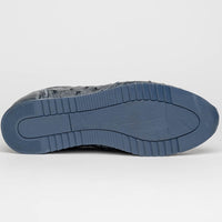 Zelli Italia 63-112-BLK RIO Ostrich Quill Sneakers, Black Denim