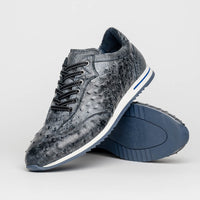 Zelli Italia 63-112-BLK RIO Ostrich Quill Sneakers, Black Denim