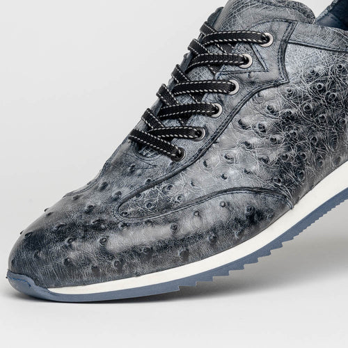 Zelli Italia 63-112-BLK RIO Ostrich Quill Sneakers, Black Denim