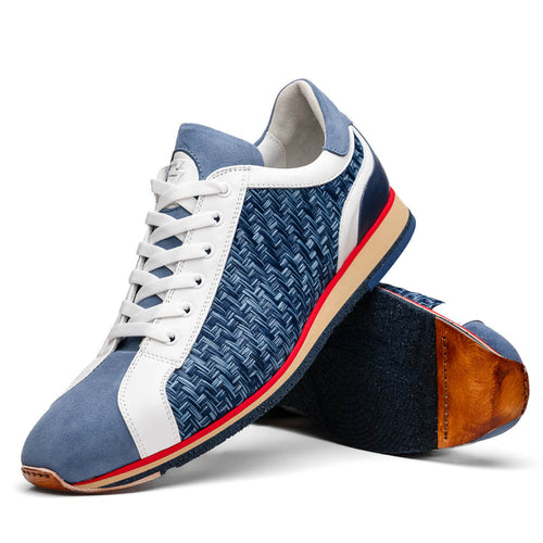 Zelli Italia Zelli Italia 65-375-BLU RIPI Calfskin Hand Weave Sneaker Blue