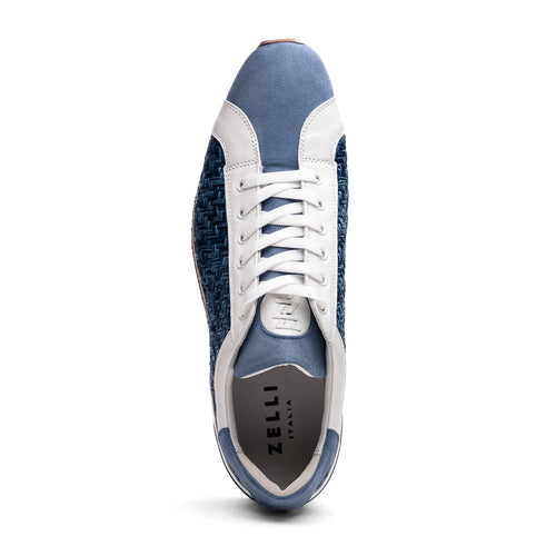 Zelli Italia Zelli Italia 65-375-BLU RIPI Calfskin Hand Weave Sneaker Blue