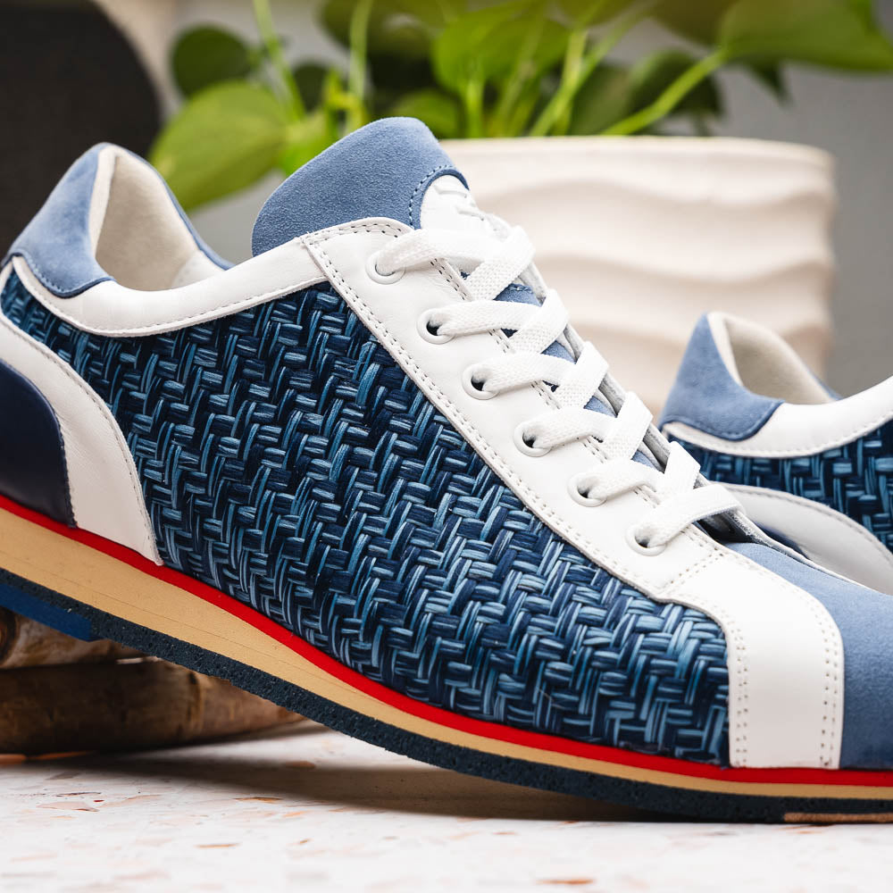 Zelli Italia Zelli Italia 65-375-BLU RIPI Calfskin Hand Weave Sneaker Blue