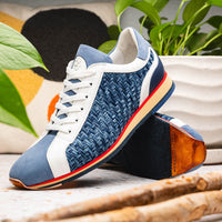 Zelli Italia Zelli Italia 65-375-BLU RIPI Calfskin Hand Weave Sneaker Blue