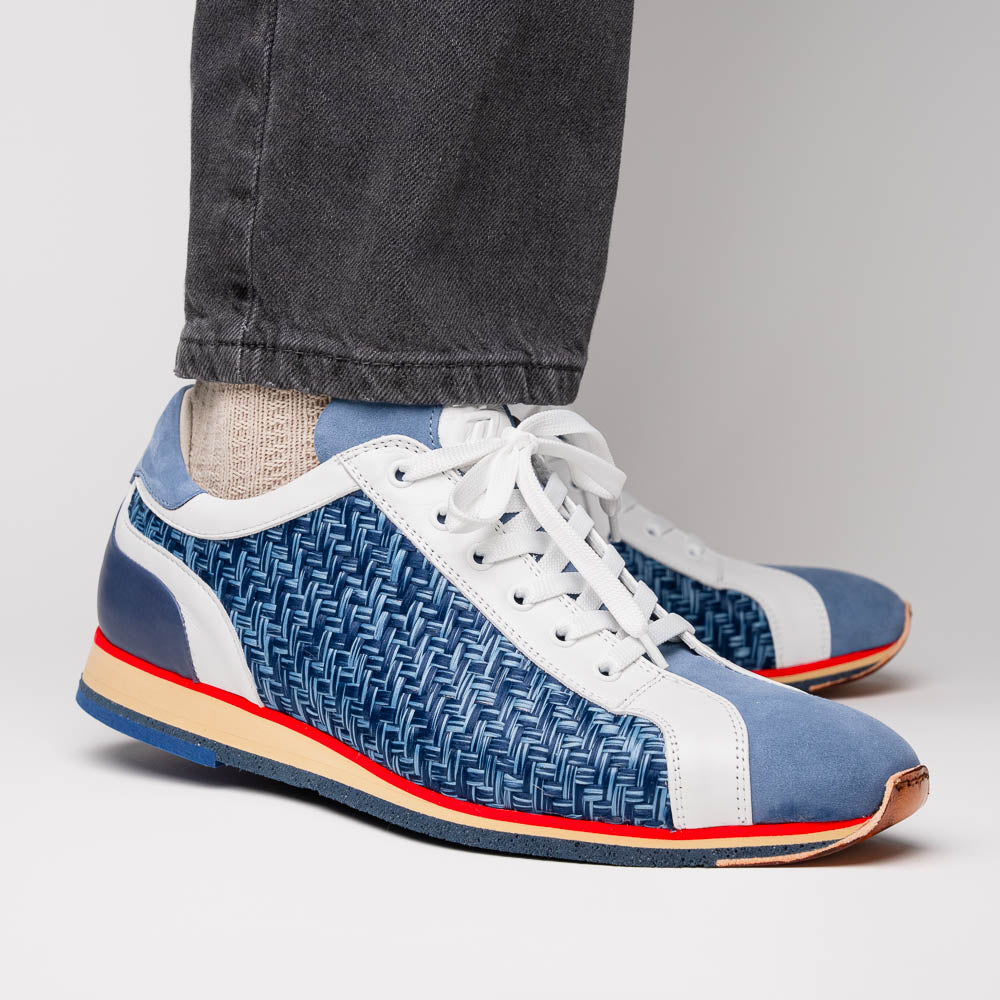 Zelli Italia Zelli Italia 65-375-BLU RIPI Calfskin Hand Weave Sneaker Blue