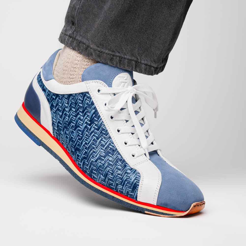 Zelli Italia Zelli Italia 65-375-BLU RIPI Calfskin Hand Weave Sneaker Blue