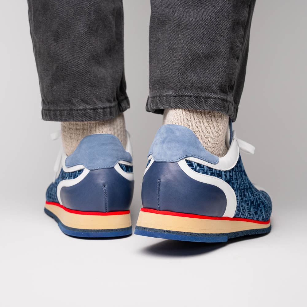 Zelli Italia Zelli Italia 65-375-BLU RIPI Calfskin Hand Weave Sneaker Blue
