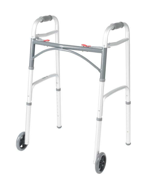 PreserveTech Deluxe Two Button Folding Walker with 5" Wheels RIO Medical Supplies