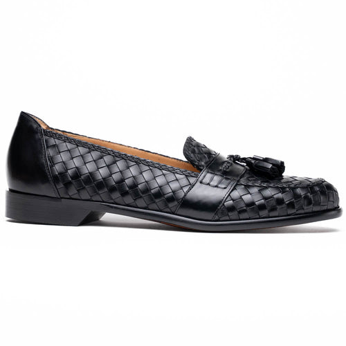 Zelli Italia 15-250-BLK RIVIERA Basketweave Calfskin Tassel Loafer, Black