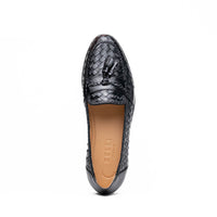 Zelli Italia 15-250-BLK RIVIERA Basketweave Calfskin Tassel Loafer, Black