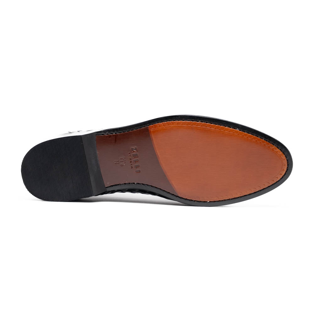 Zelli Italia 15-250-BLK RIVIERA Basketweave Calfskin Tassel Loafer, Black