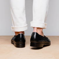 Zelli Italia 15-250-BLK RIVIERA Basketweave Calfskin Tassel Loafer, Black