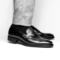 Zelli Italia 15-400-BLK ROMA Hand Burnished Calfskin Penny Loafer Black