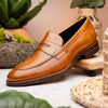 Zelli Italia 15-400-CML ROMA Hand Burnished Calfskin Penny Loafer Camel