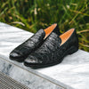 11-201-BKM ROMA Crocodile Penny Loafer, Black Zelli Italia