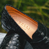 11-201-BKM ROMA Crocodile Penny Loafer, Black Zelli Italia