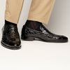 11-201-BKM ROMA Crocodile Penny Loafer, Black Zelli Italia
