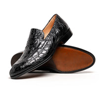 11-201-BKM ROMA Crocodile Penny Loafer, Black Zelli Italia
